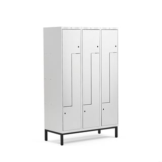 Z-skåp, benstativ, 3 sektioner, 6 fack, 1940x1200x550 mm, grå