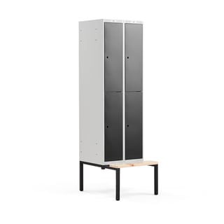 Småromsskap, benkestativ, 2 seksjoner, 4 dører, H2120 B600 D550 mm, svart