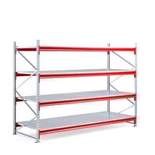 Lagerhylla, grundsektion, 2000x2800x1000 mm, 4 plåthyllplan