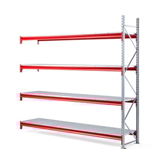 Lagerhylla, påbyggnadssektion, 2500x2750x600 mm, 4 plåthyllplan