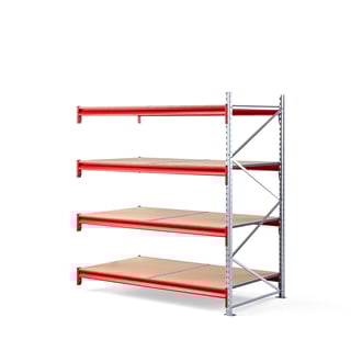 Lagerhylla, påbyggnadssektion, 2000x1850x1000 mm, 4 trähyllplan