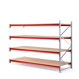 Lagerreol, påbyggseksjon, H2000 B2700 D1000 mm, 4 hyller i tre