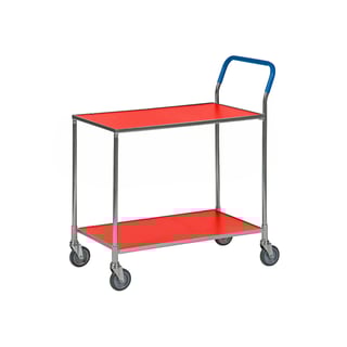 Bordsvagn, elfözinkad, röd bordsskiva, med broms