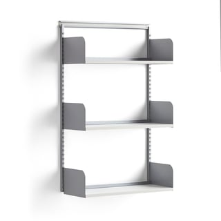 Hyllsystem, grundsektion, laminathyllplan, 1237x800x300 mm, silver/vit