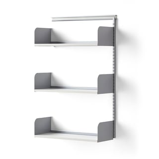 Hyllsystem, påbyggnadssektion, laminathyllplan, 1237x800x300 mm, silver/vit