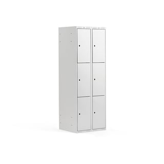 Småfacksskåp, 2 sektioner, 6 fack, 1740x600x550 mm, grå