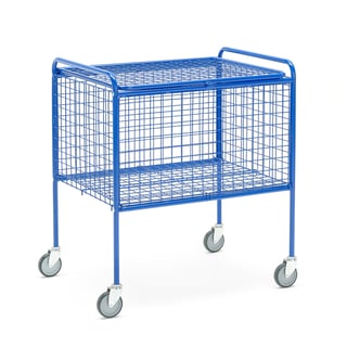 Nettingvogn, med lokk, 800x600x915 mm, blå
