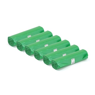 Søppelsekker, 125 l, (25 stk./rull), 6-pk., grønn
