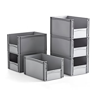 Plastback, 600x400x320 mm, 6-pack, grå