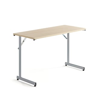 Konferansebord, sammenleggbart, L1200 B500 H720 mm, bjørk/alugrå