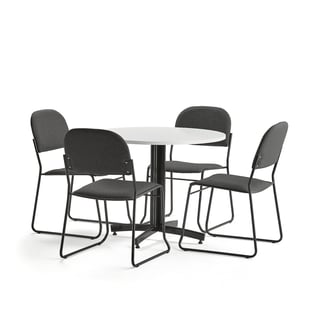 Möbelgrupp, 1 bord och 4 svarta stolar