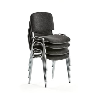 Konferansestol, 4-pk., grå/krom