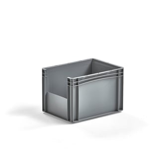 Plastkasse, L400 B300 H270 mm, grå