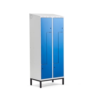 Z-skap, benstativ, 2 seksjoner, 4 dører, H2100 B800 D550 mm, blå