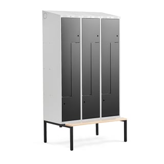 Z-skap, benkestativ, 3 seksjoner, 6 dører, H2290 B1200 D550 mm, svart