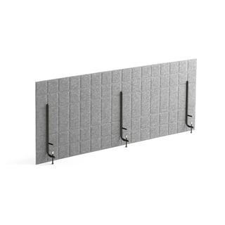 Bordsskärm, B 1600 x H 600 mm, grå, svart