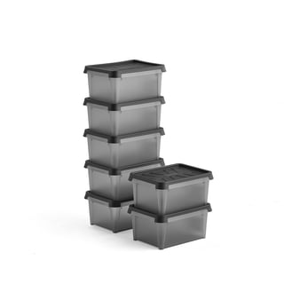 Plastback med lock, 12 liter, 7 st/fp, 400x300x200 mm, vattentät