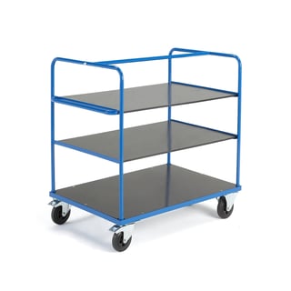 Hyllvagn, 3 hyllplan, 1200x800x1180 mm, 400 kg, med broms