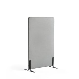 Skjermvegg, H1360 B800 T46 mm, svarte ben, stoff Etna, lys grå