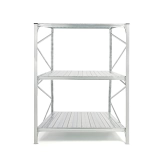 Universalreol grunnseksjon 2500x1876x800 mm med 3 stk stålhyller