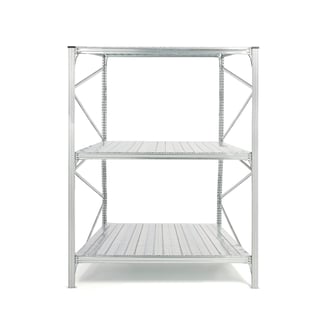 Universalreol grunnseksjon 2500x1876x800 mm med 3 stk stålhyller