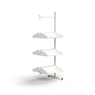 Skohylla, påbyggnadssektion, golvstående, 6 skohyllor, 1800x600x600 mm, vit