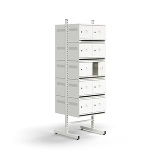 Skoskåp, grundsektion, golvstående, 20 metalluckor för märkning, 1800x600x600 mm, vit