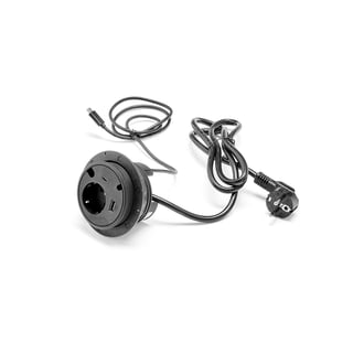 Bordsuttag, 1 el, 1 USB-A, 1 USB-C, 2 kabelhål, svart
