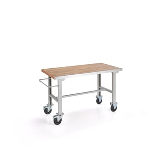 Arbetsbänk på hjul, 1500x800 mm, ekparkett