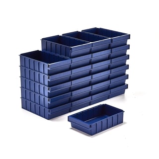 Lagerlåda, 400x230x100 mm, blå, 24-pack