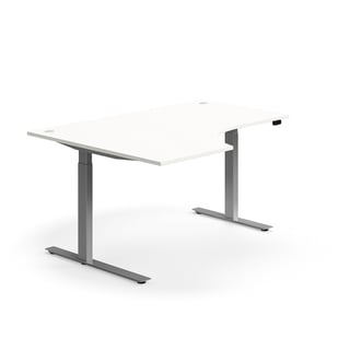 Hörnskrivbord, höj- och sänkbart, 1600x1200 mm, silver/vit