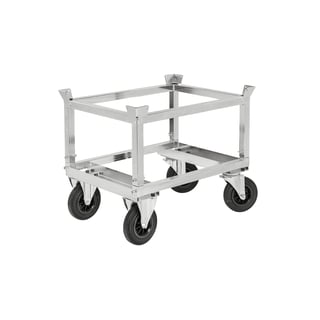 Elförzinkad pallvagn, broms, halvpall, ställbar höjd, 846x646x655-835 mm