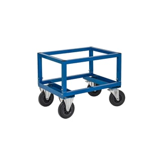 Pallvagn, broms, halvpall, ställbar höjd, 800x600x655-835 mm, blå