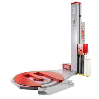 Sträckfilmsmaskin, semiautomatisk, urspårad rotationsplatta, elektromagnetisk broms, 1500 kg