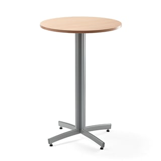 Ståbord, Ø700 H1050 mm, sølv/bøk