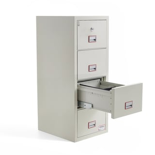 Brannsikkert arkivskap, 120 min. 4 skuffer, nøkkellås, 1580x570x700 mm