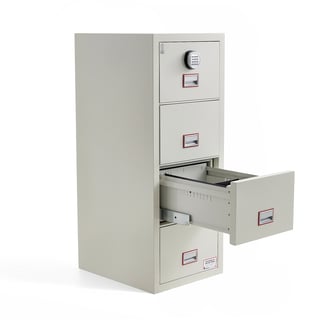 Brannsikkert arkivskap, 120 min. 4 skuffer, kodelås, 1580x570x700 mm