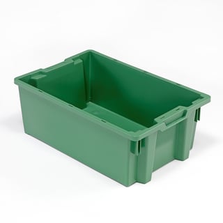 Plastbakke, stabelbar, 40 l, L600 B400 H220 mm, grønn