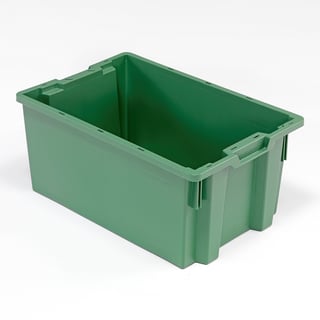 Plastbakke, stabelbar, 50 l, L600 B400 H270 mm, grønn