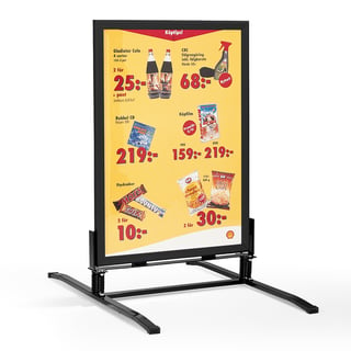 Gatebukk, H1210 mm, plakatstr. 700x1000 mm, svart