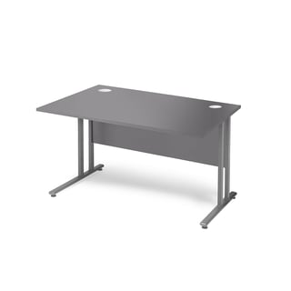 Skrivbord med rak skiva och insynsskydd, 1200x800 mm, grå laminat