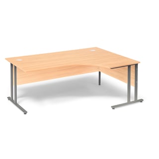 Hjørneskrivebord, innsynsskjerming, høyre, L1800 B1200 H720 mm, bøk laminat