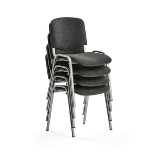 Konferansestol, 4-pk., grå/grå