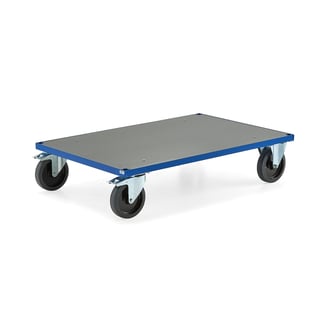 Plattformsvagn, 1200x800 mm, 1000 kg, elastiskt massivgummihjul, med broms