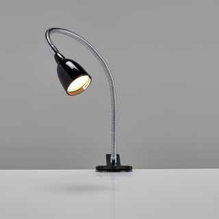 Skrivbordslampa, led, klämfäste, svart