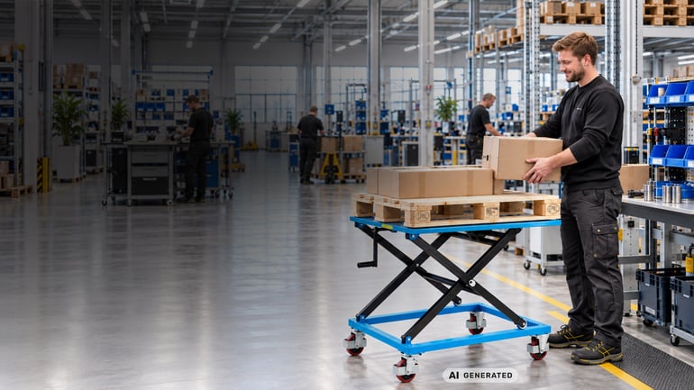 Mann med ergonomisk utstyr fra Cowab