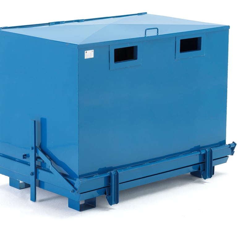 Bottentömmande container, med lock, 1800 liter, blå | Cowab.se