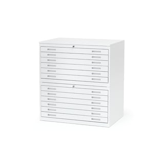 Ritningsskåp, A1 12 lådor, vit, vit