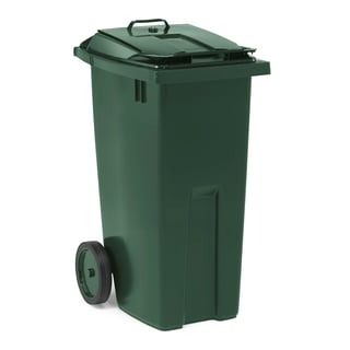 Avfallsbehållare, lock i lock, 190 liter, grön