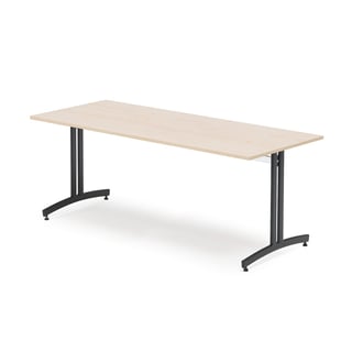 Kantinebord, L1800 B800 H720 mm, bjørk laminat, svart